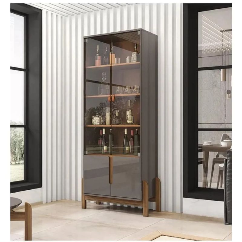 TU MESITA - Vitrina Moderna TU MESITA Palmer 4 puertas color Gris oscuroMarrón