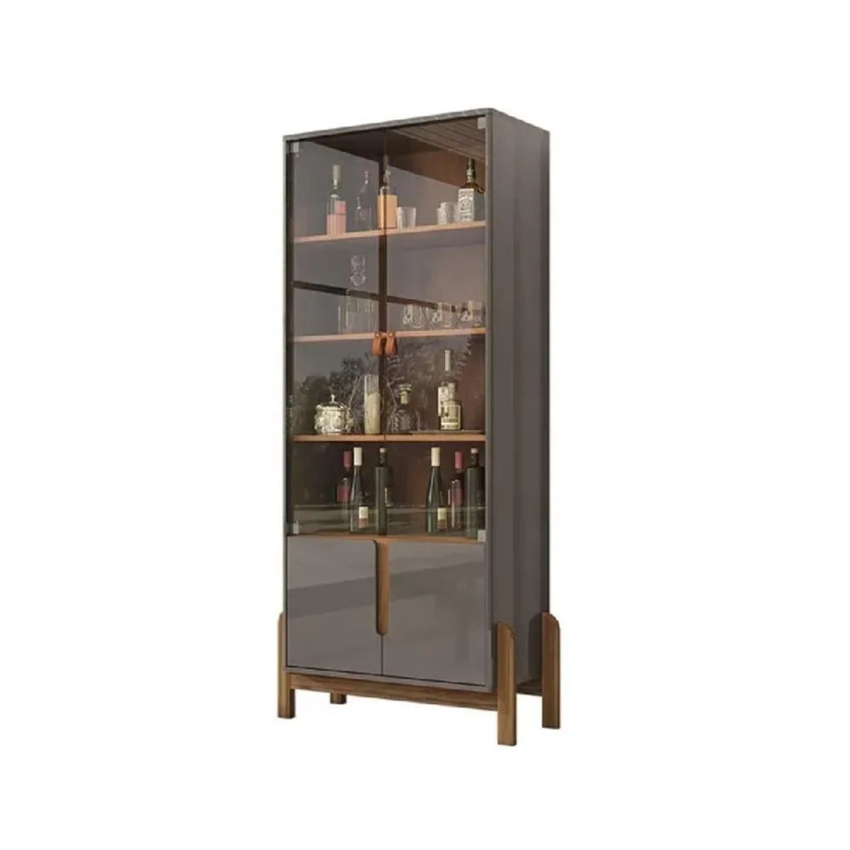 TU MESITA - Vitrina Moderna TU MESITA Palmer 4 puertas color Gris oscuroMarrón