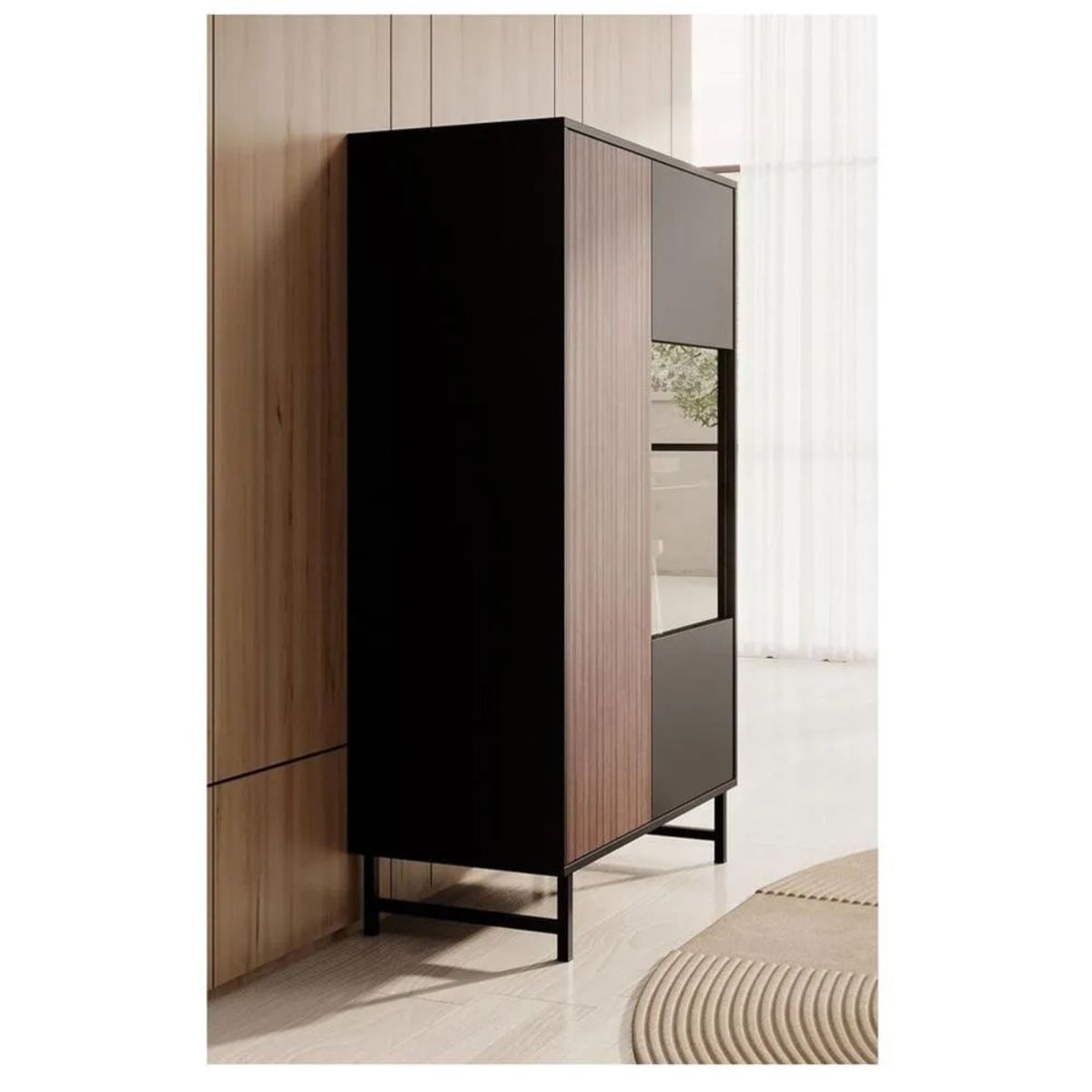 TU MESITA - Vitrina Moderna TU MESITA Santiago color NegroMarrón 2 puertas