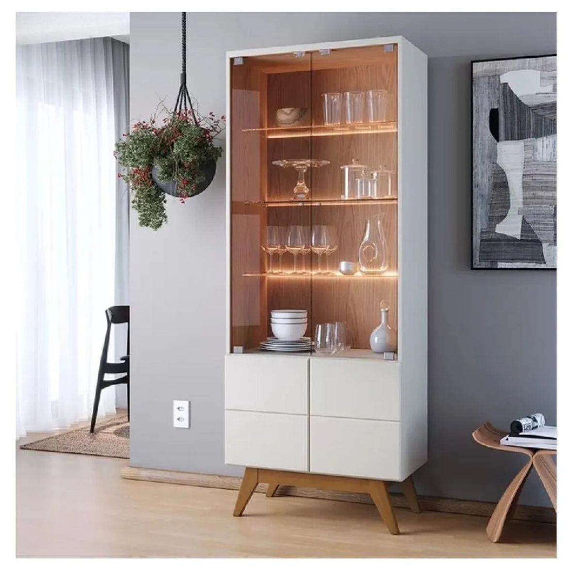 TU MESITA - Vitrina Multiusos TU MESITA Génova 4 puertas color BlancoNatural