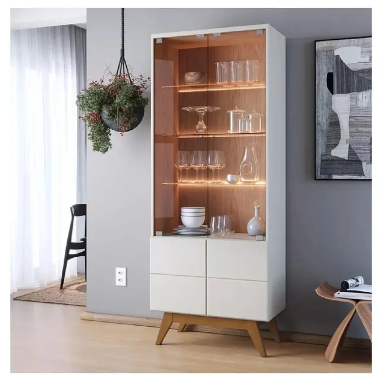 TU MESITA - Vitrina Multiusos TU MESITA Génova 4 puertas color BlancoNatural