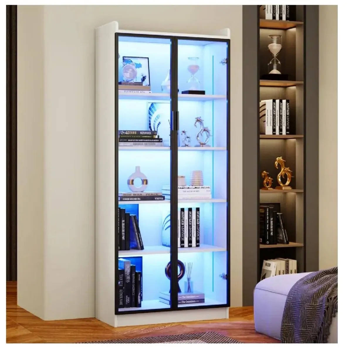 TU MESITA - Vitrina Multiusos TU MESITA Gina color Blanco 2 puertas luz LED