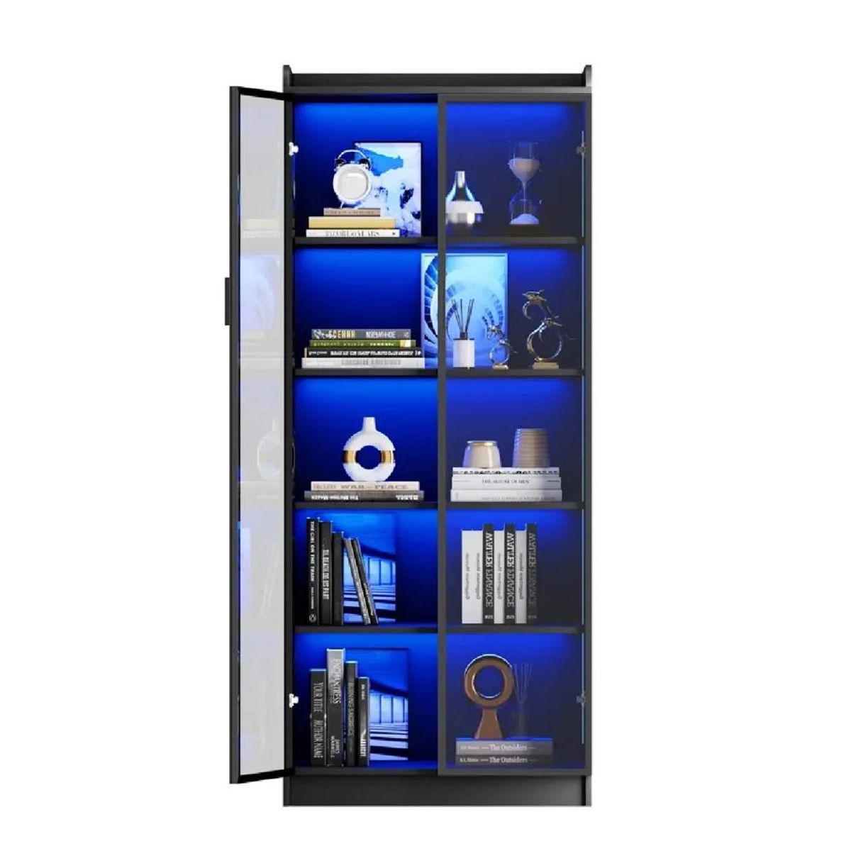 TU MESITA - Vitrina Multiusos TU MESITA Gina color Negro 2 puertas luz LED