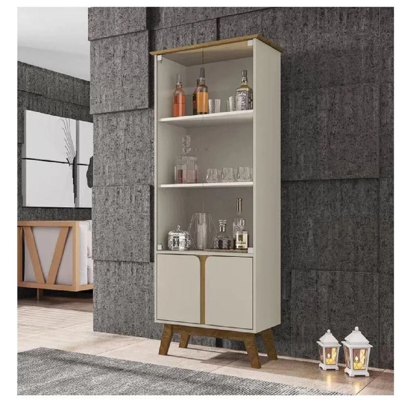 TU MESITA - Vitrina Multiusos TU MESITA Marsella color BlancoRoble 4 puertas