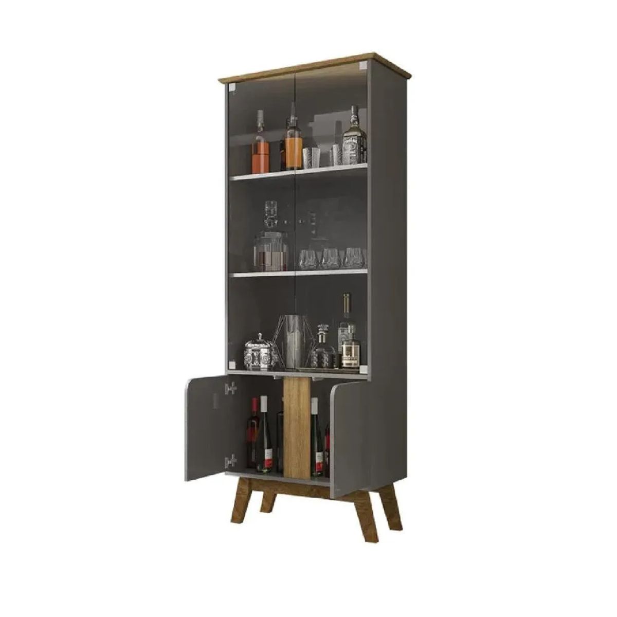 TU MESITA - Vitrina Multiusos TU MESITA Marsella color GrisMarrón 4 puertas