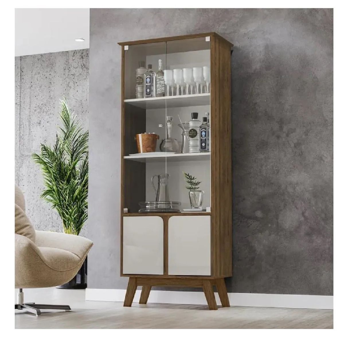 TU MESITA - Vitrina Multiusos TU MESITA Marsella color MarrónBlanco 4 puertas