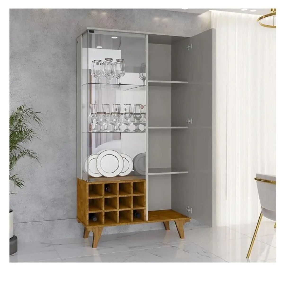 TU MESITA - Vitrina portaVinos TU MESITA Lissy color GrisHaya 2 puerta