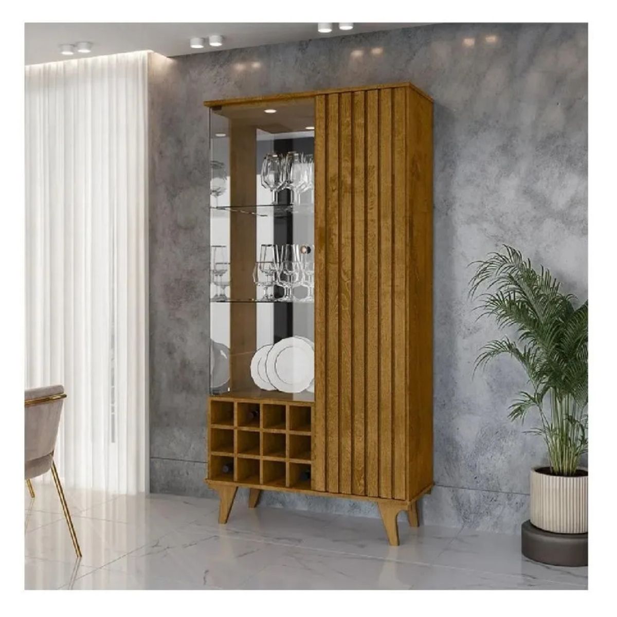 TU MESITA - Vitrina portaVinos TU MESITA Lissy color Marrón 2 puerta