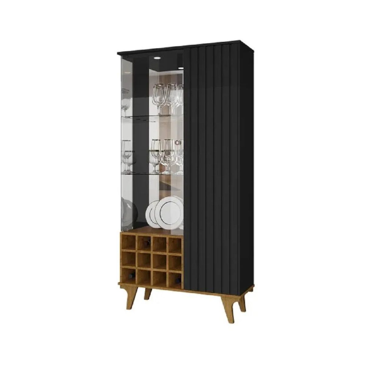 TU MESITA - Vitrina portaVinos TU MESITA Lissy color NegroHaya 2 puerta