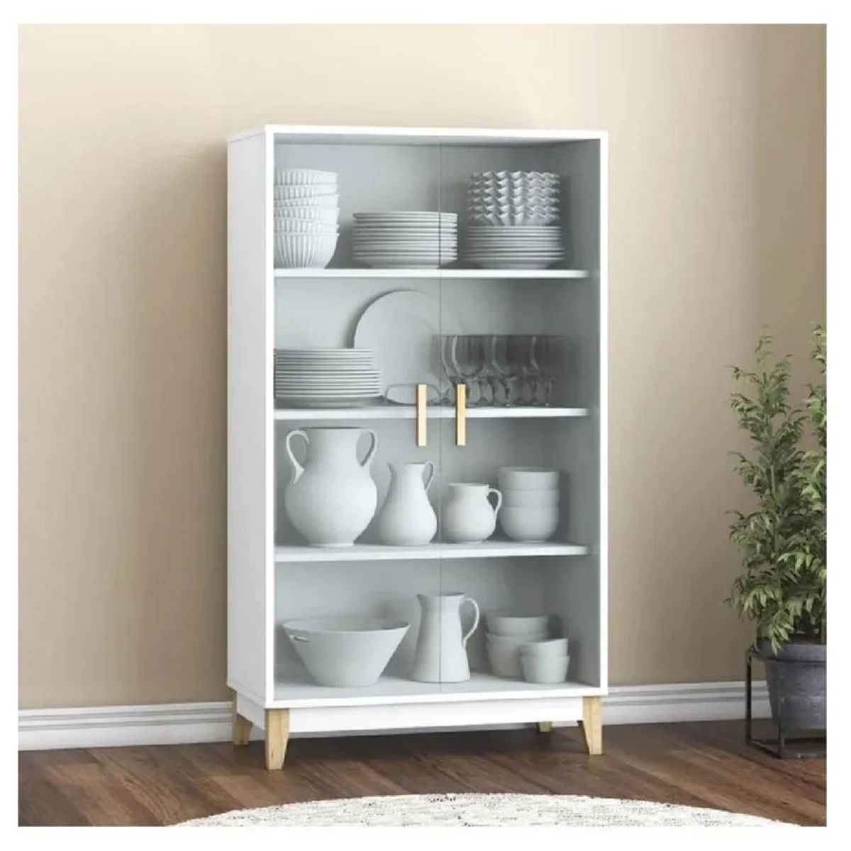 TU MESITA - Vitrina Vajillera TU MESITA Leonor 2 puertas color Blanco