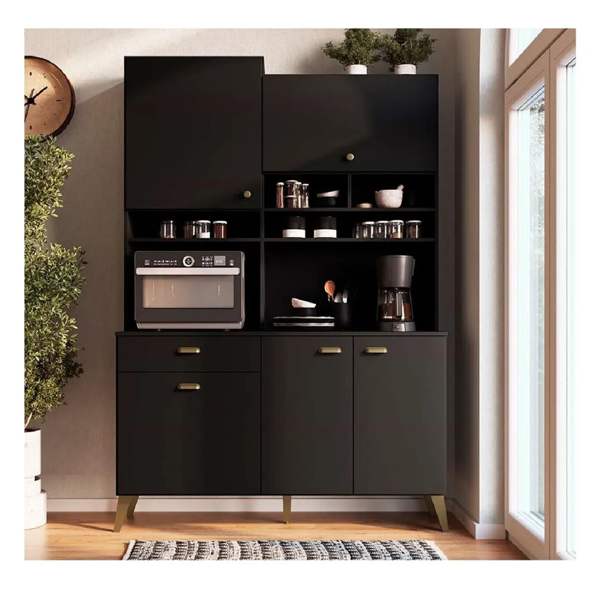 TU MESITA - Alacena Microondas TU MESITA Majus Melamina 18mm color Negro