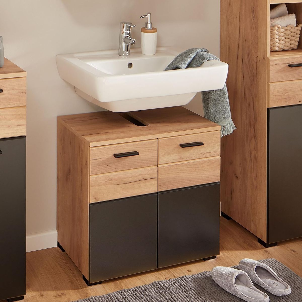 TU MESITA - Armario Bajo para baño Irina color MarrónNegro TU MESITA