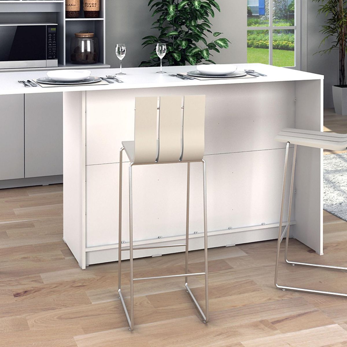 TU MESITA - Isla de Cocina Moderna Rinaldi 2 puertas 1 cajón TU MESITA Blanco