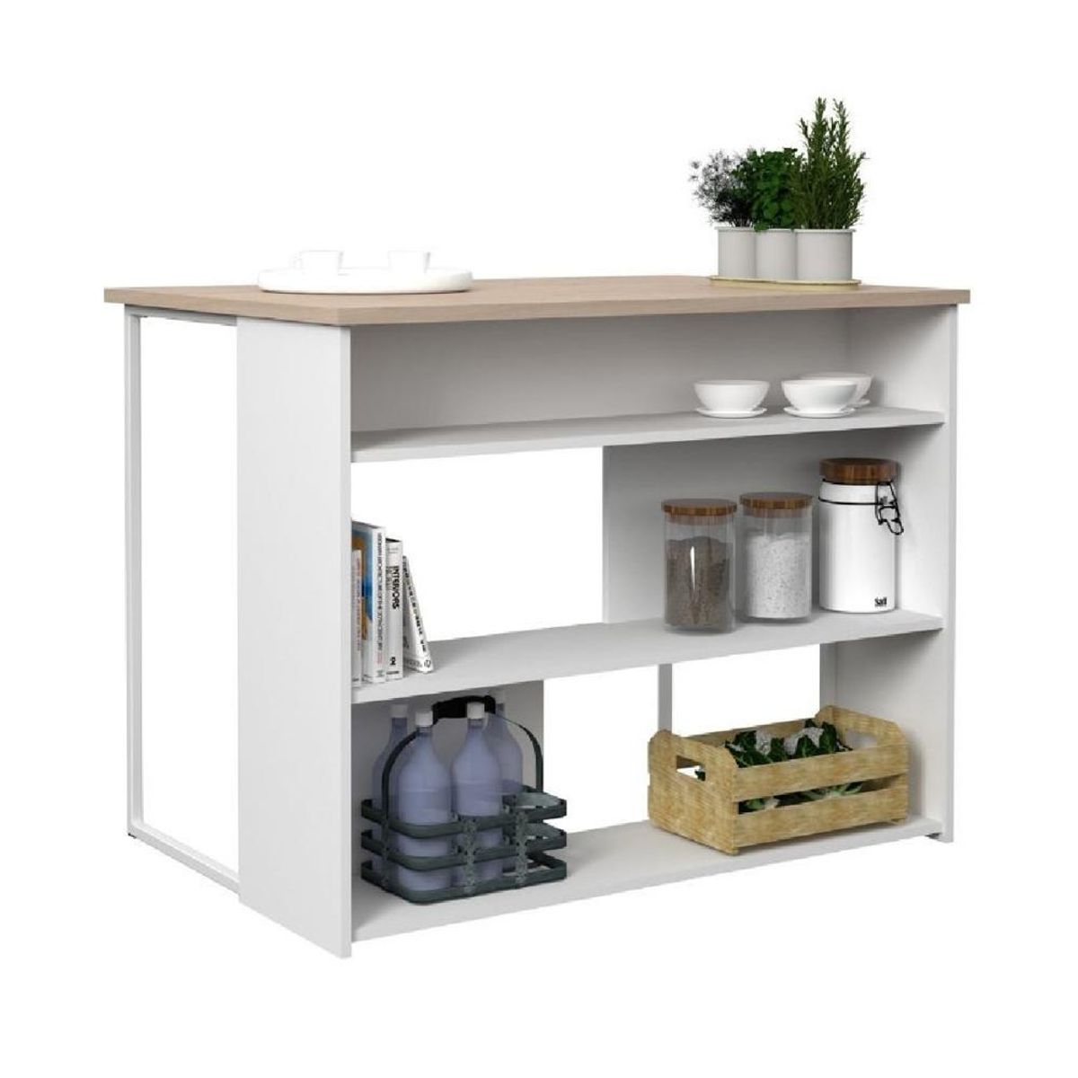 TU MESITA - Isla de Cocina Moderna TU MESITA Mercy color BlancoRoble