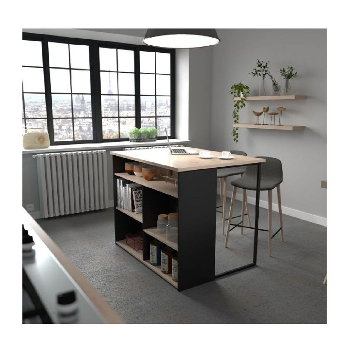 TU MESITA - Isla de Cocina Moderna TU MESITA Montero color NegroRoble