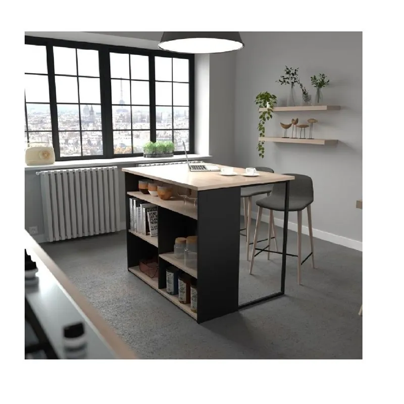 TU MESITA - Isla de Cocina Moderna TU MESITA Montero color NegroRoble