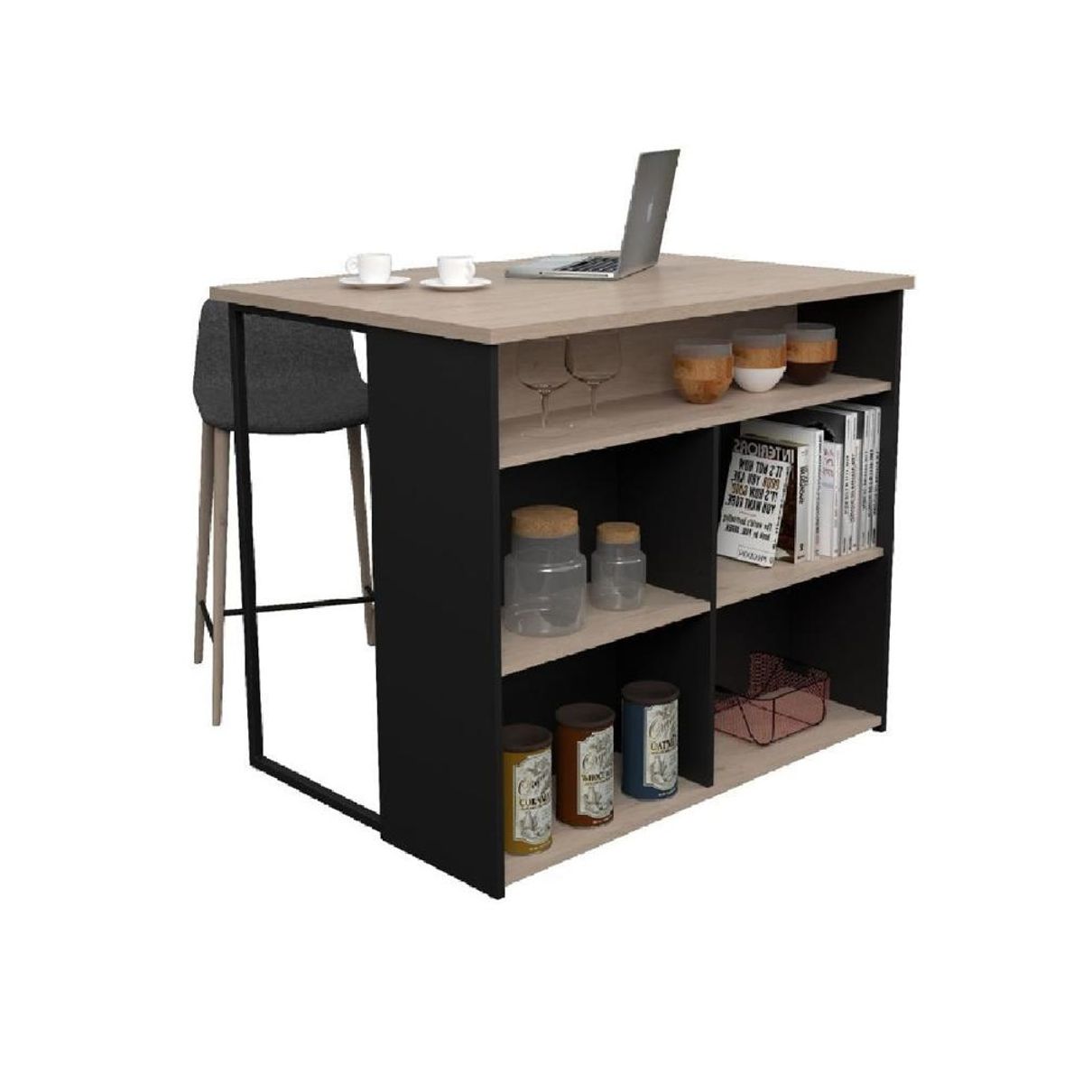 TU MESITA - Isla de Cocina Moderna TU MESITA Montero color NegroRoble