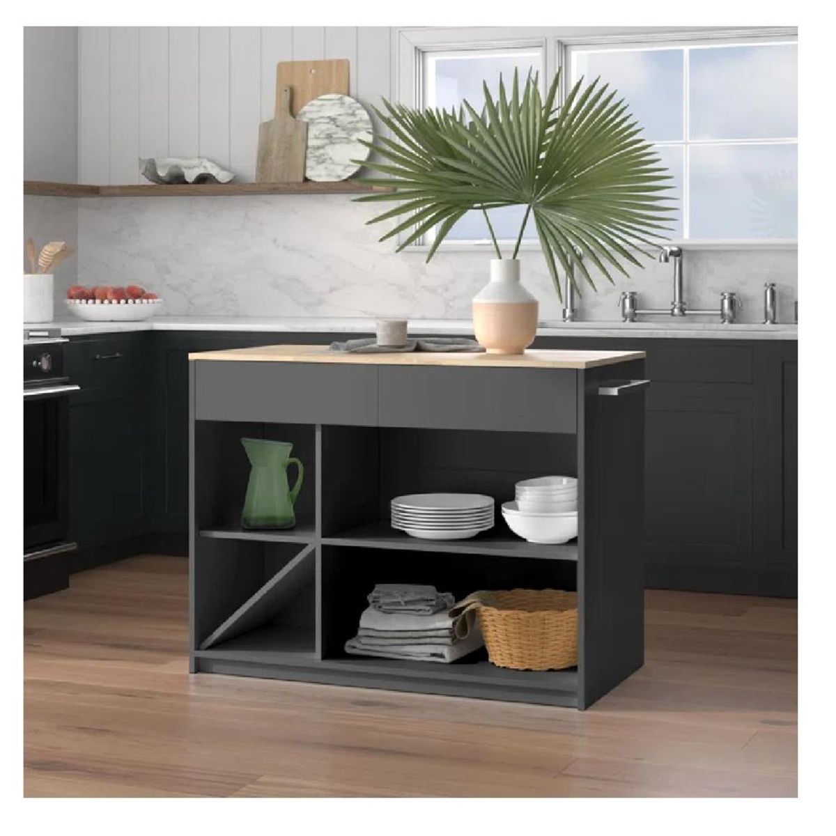 TU MESITA - Isla de Cocina Moderna TU MESITA Patricia Gris OscuroDuna 2 cajones