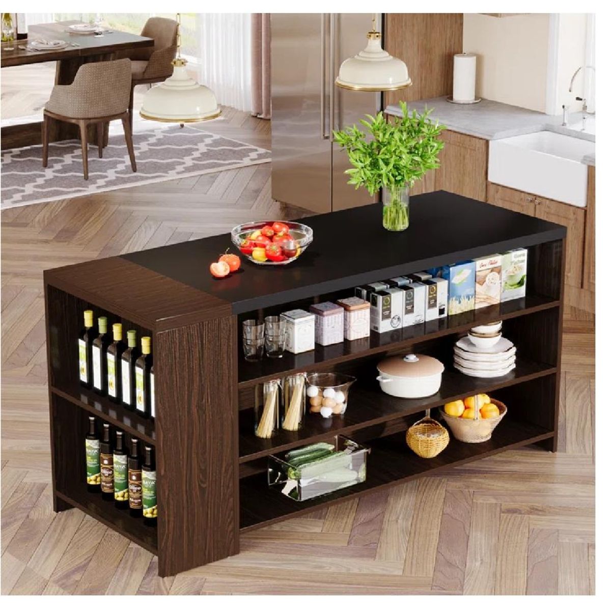 TU MESITA - Isla Moderna con organizador TU MESITA Persia color NegroMarrón