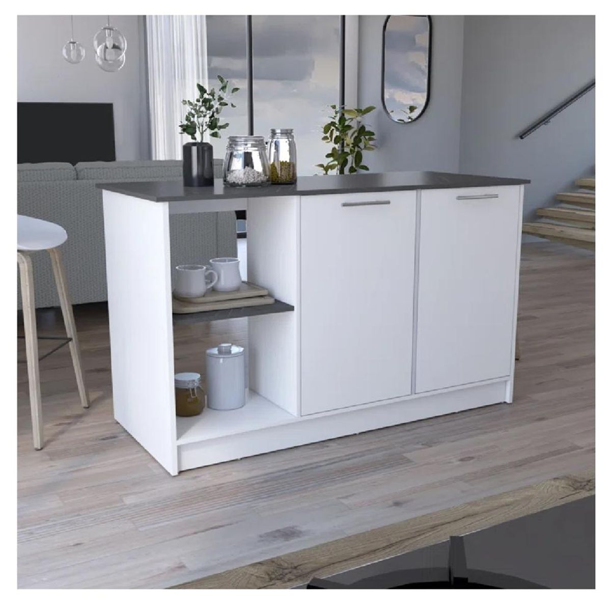 TU MESITA - Mueble de Cocina Multiusos TU MESITA Mercury BlancoNegro 2 puertas