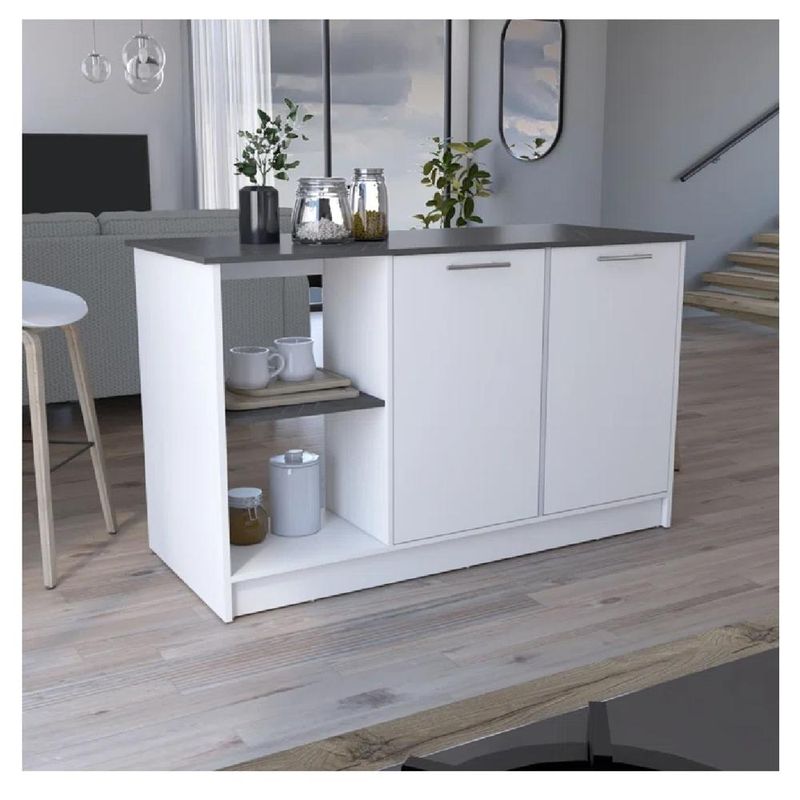 TU MESITA - Mueble de Cocina Multiusos TU MESITA Mercury BlancoNegro 2 puertas