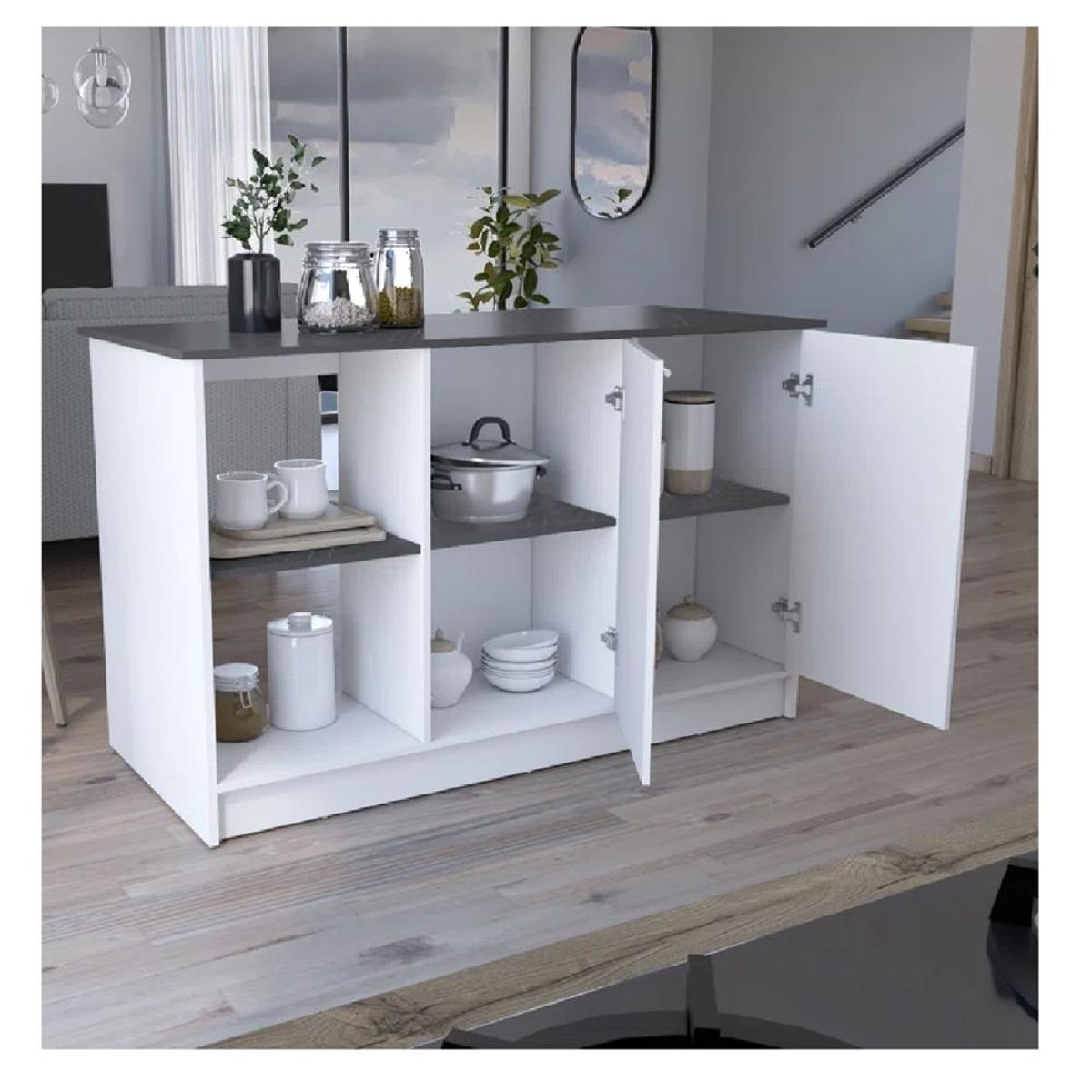 TU MESITA - Mueble de Cocina Multiusos TU MESITA Mercury BlancoNegro 2 puertas