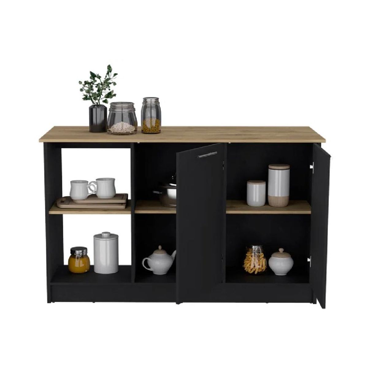 TU MESITA - Mueble de Cocina Multiusos TU MESITA Mercury color NegroDuna 2 puertas