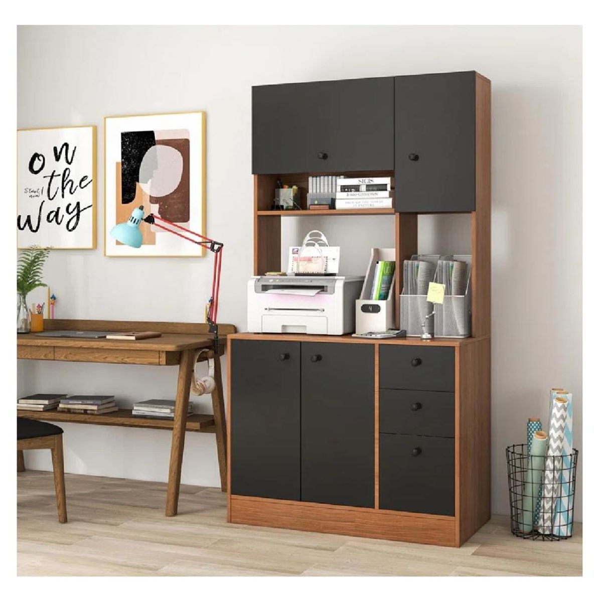 TU MESITA - Mueble de Cocina TU MESITA Fernet NegroMarrón 4 puertas 3 cajones