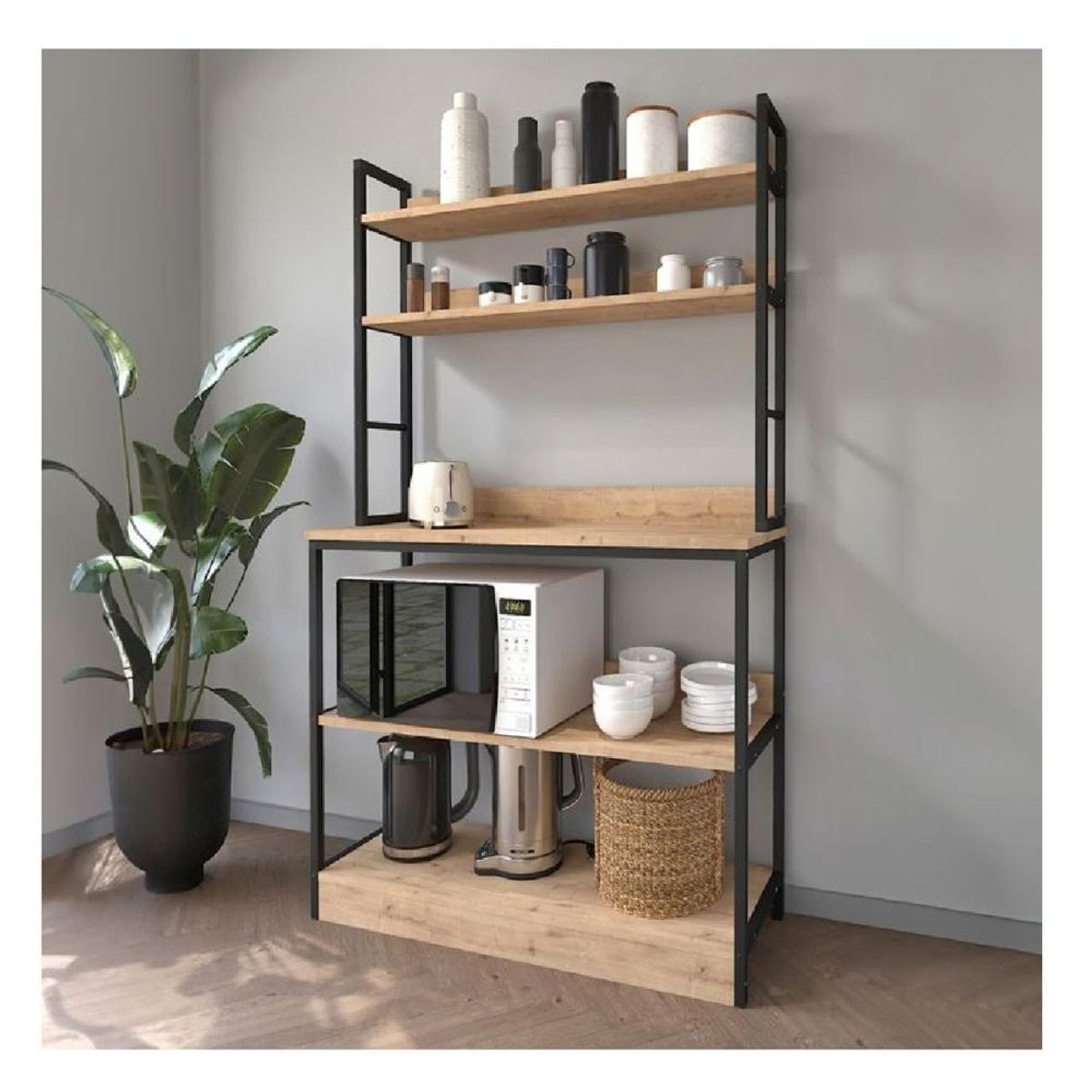 TU MESITA - Mueble Industrial de Cocina TU MESITA Teo color RobleNegro