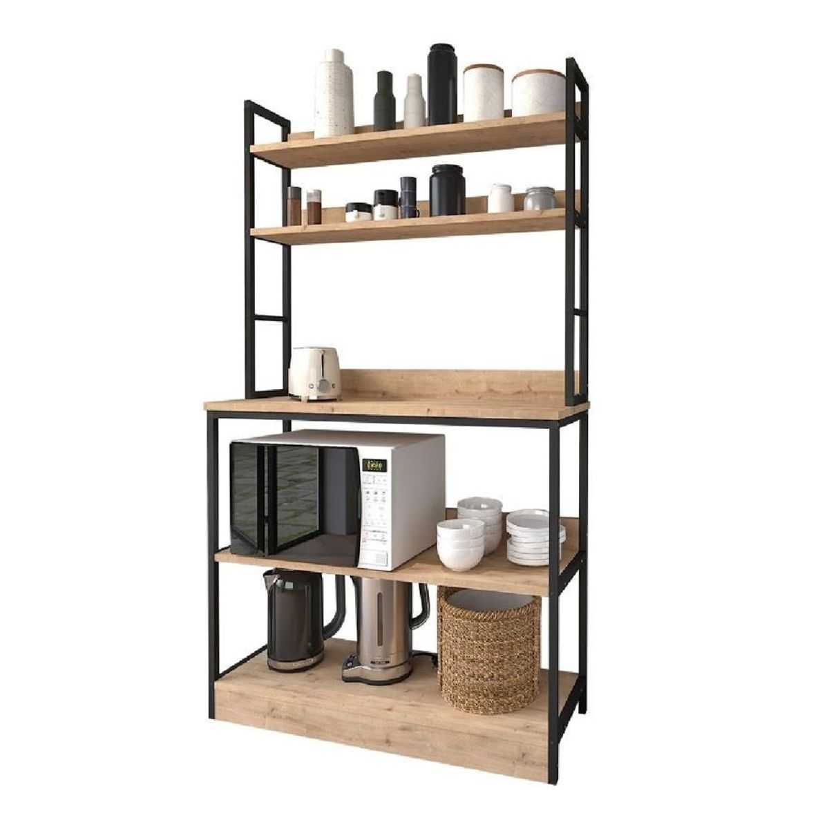 TU MESITA - Mueble Industrial de Cocina TU MESITA Teo color RobleNegro