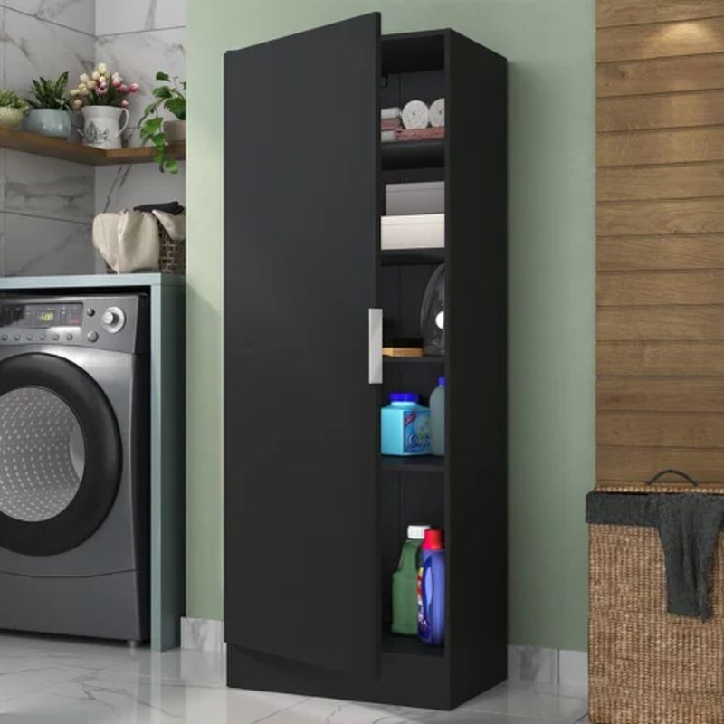 TU MESITA - Mueble para Lavanderia multiusos 1 puerta Jacob color Negro TU MESITA