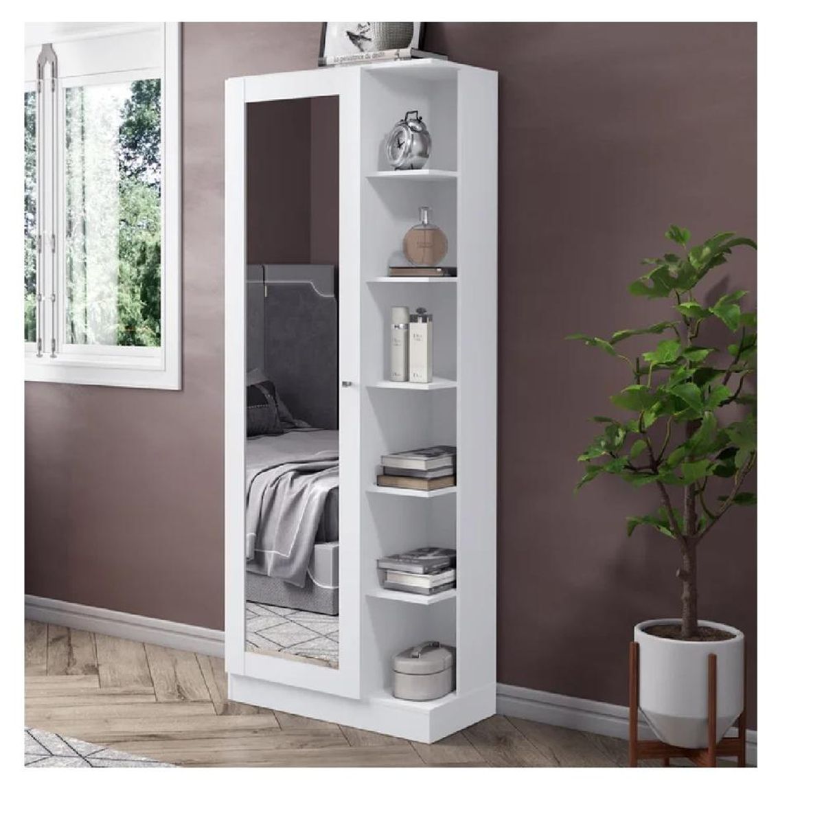 TU MESITA - Zapatera Alta Ariel TU MESITA con Espejo Color Blanco 1 puerta