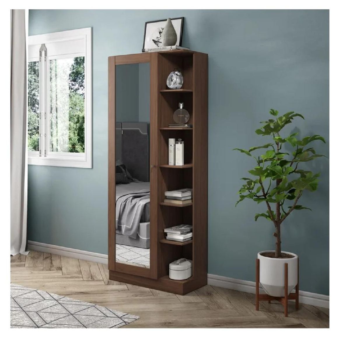 TU MESITA - Zapatera Alta Ariel TU MESITA con Espejo Color Marrón 1 puerta