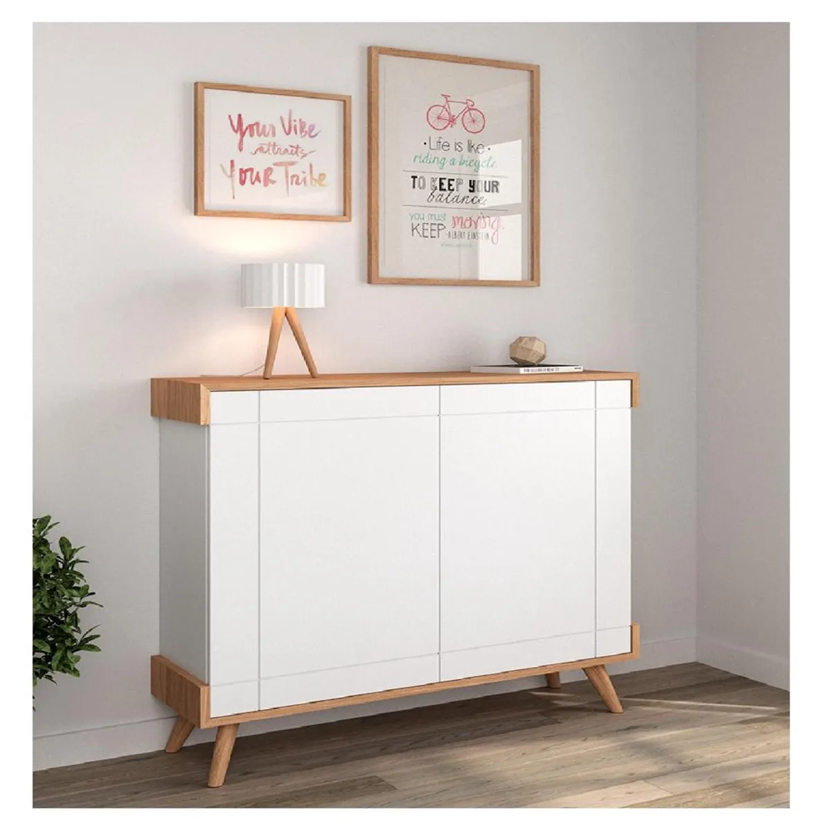 TU MESITA - Zapatera Moderna Jacky TU MESITA Melamina 18mm color Blanco 2 puertas