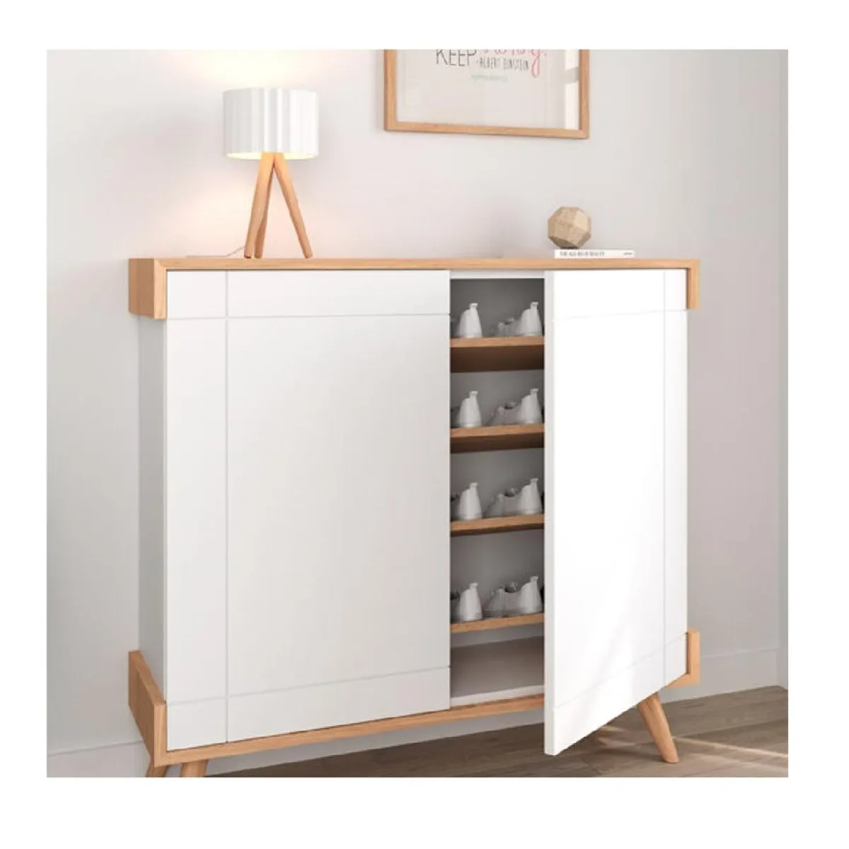 TU MESITA - Zapatera Moderna Jacky TU MESITA Melamina 18mm color Blanco 2 puertas