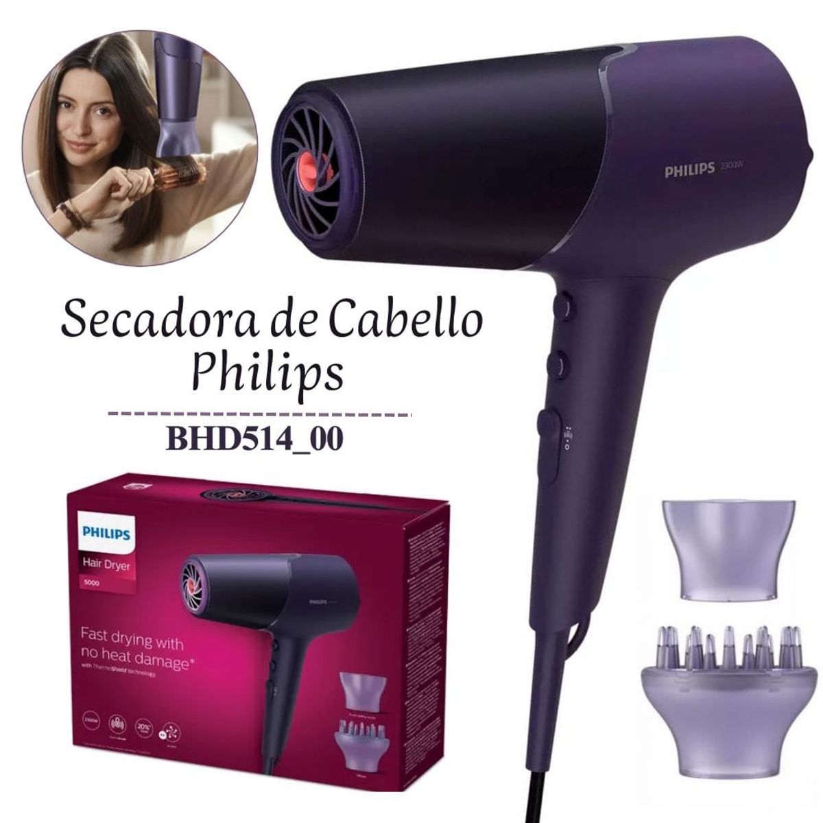 SIEGEN - Secadora Philips cprotección Termica - BHD51400