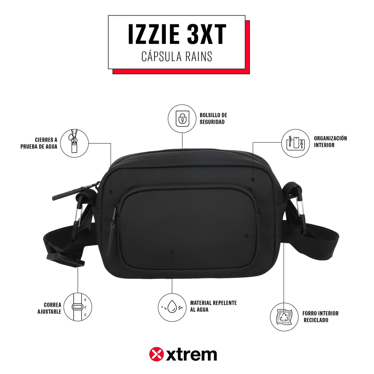 XTREM - Cartera Izzie 3Xt Carbon Black