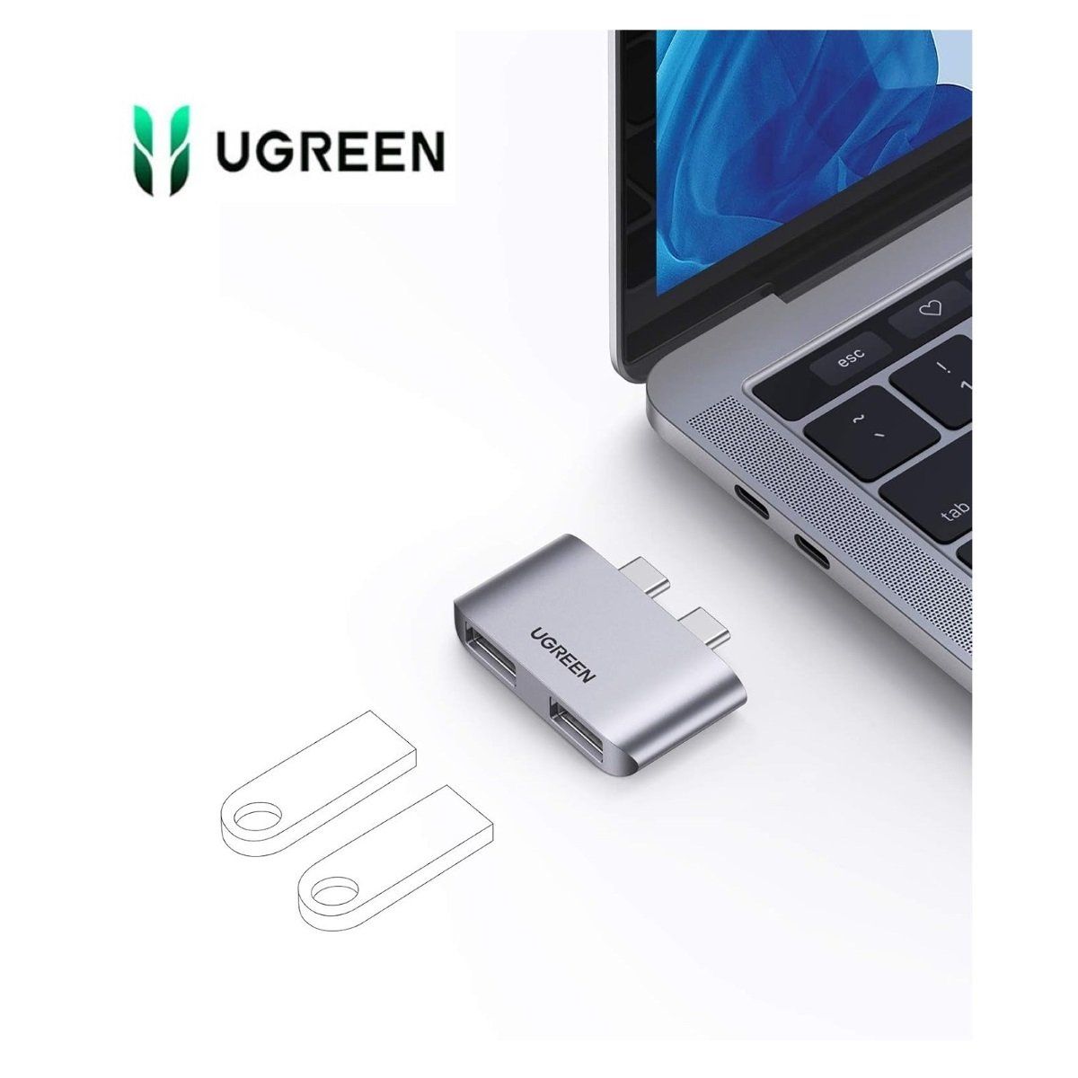 UGREEN - Hub 2 en 2 USB 3.1 Mini UGREEN