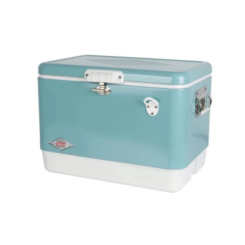 COLEMAN - Cooler Coleman Vintage 85 latas 54qt Acero - Turquesa