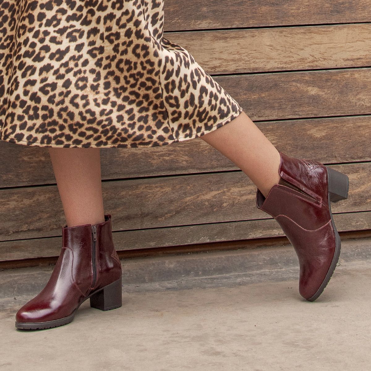 ECCO - Botas Casual Mujer Ecco Alissa05 Guinda Cuero Charol