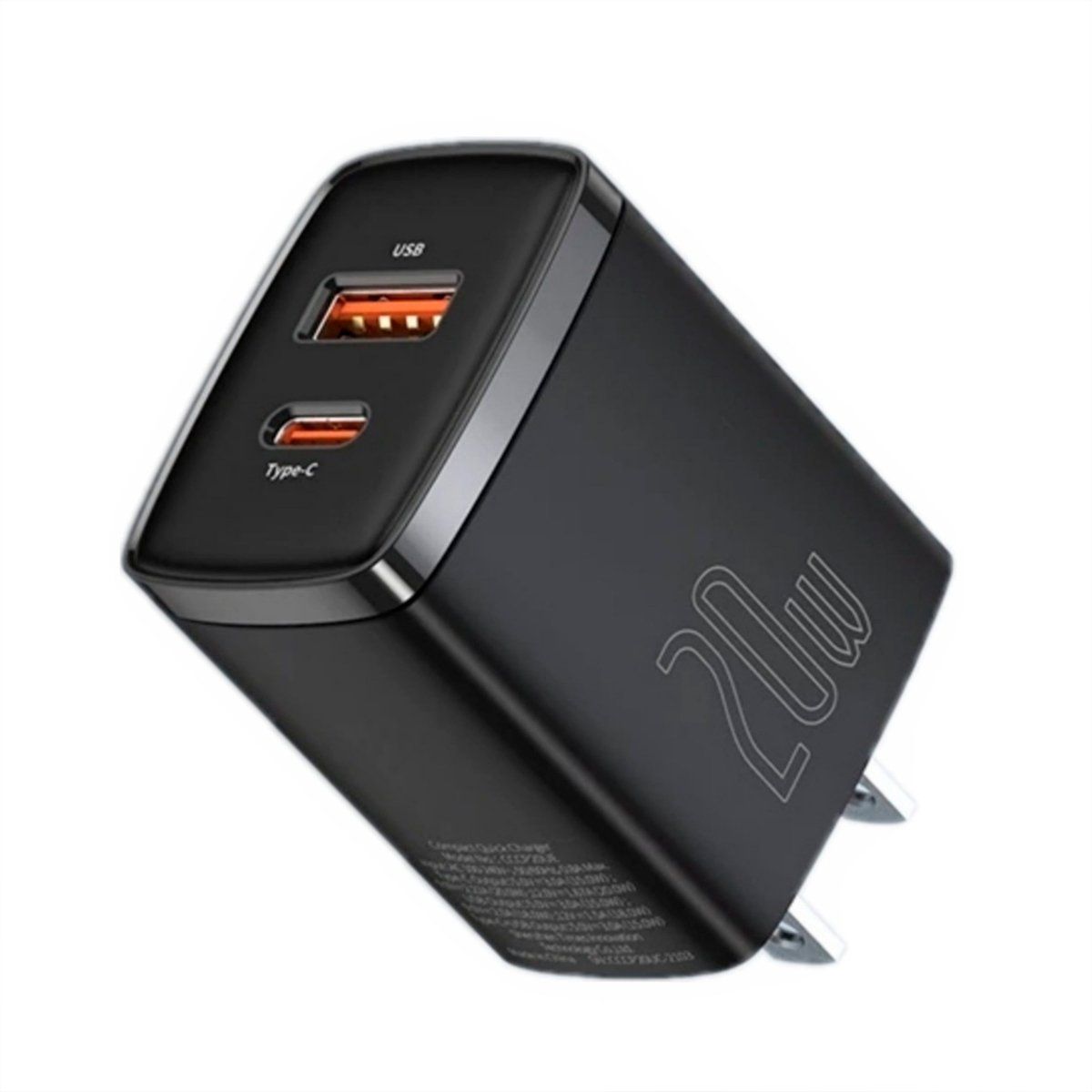 BASEUS - Cargador de Pared Baseus 20w Usb C y Usb A Carga Rapida