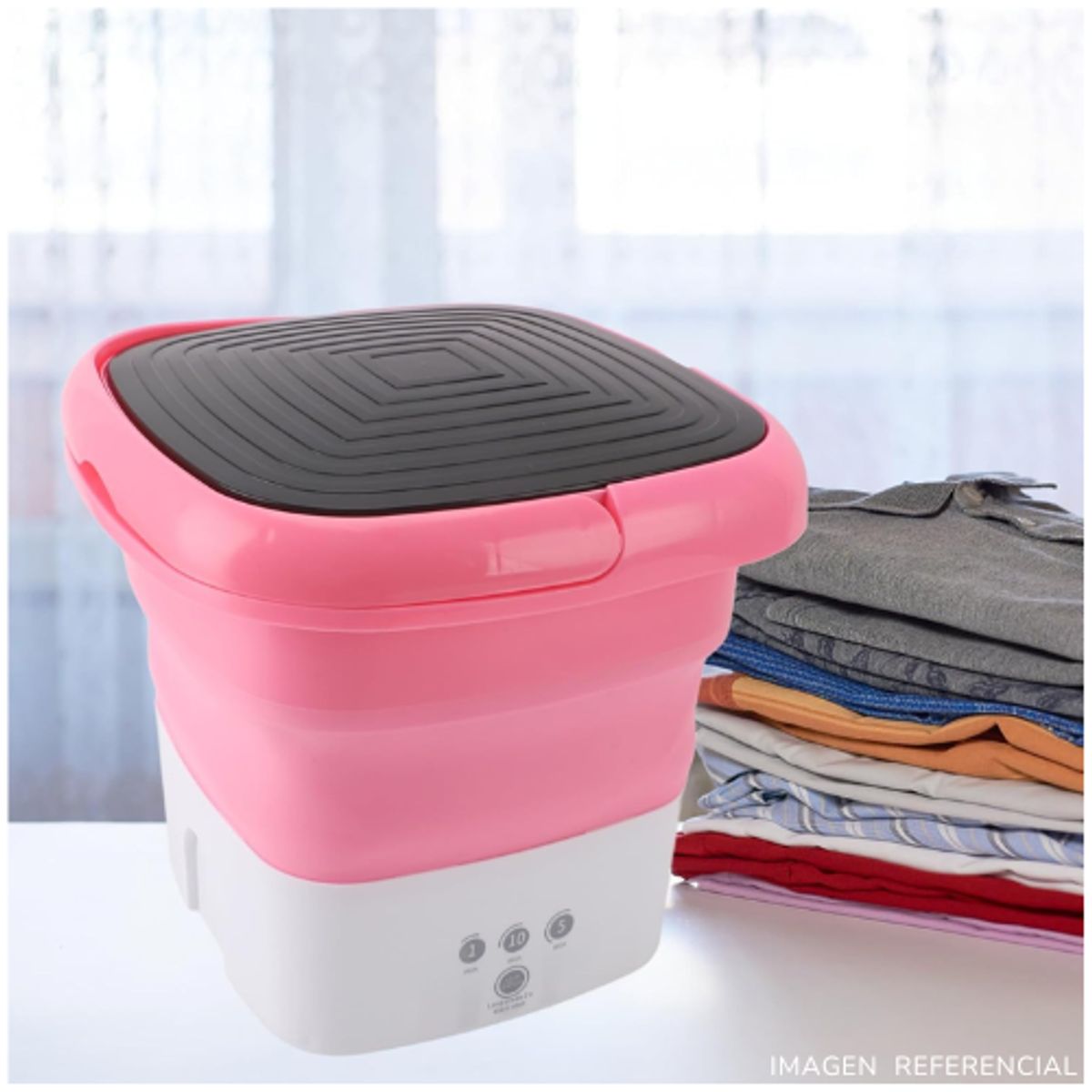 INSPIRA MARKET - Mini lavadora de ropa portátil plegable Rosa