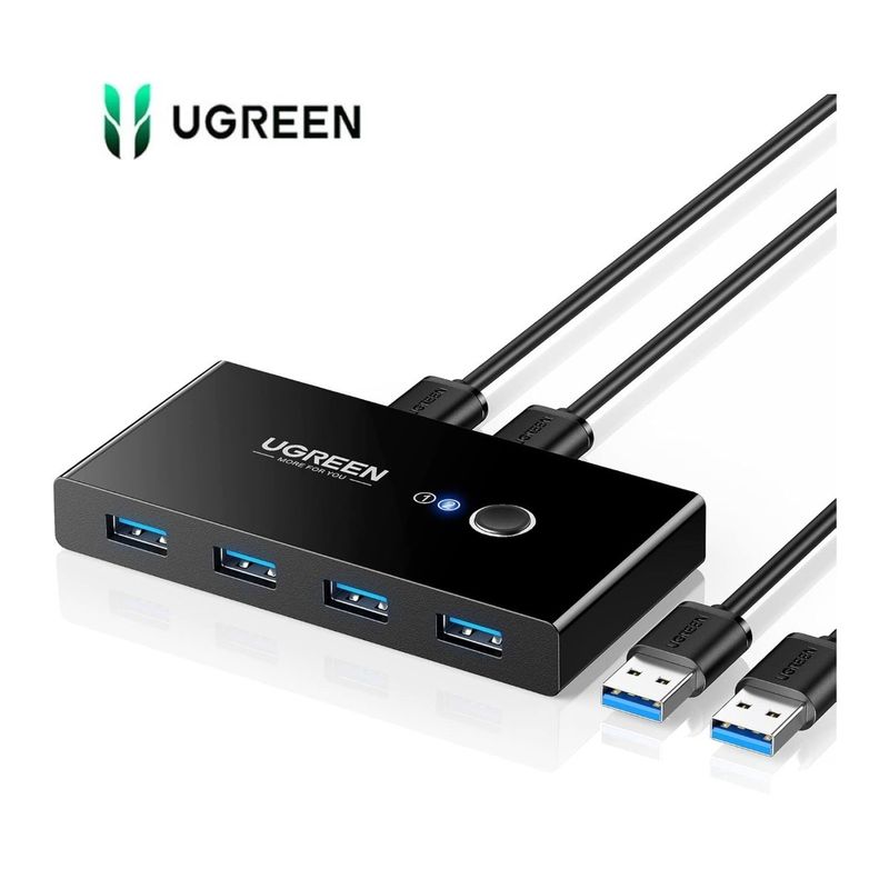 UGREEN - Conmutador Switch USB 3.0 4 Puertos 2 entradas UGREEN