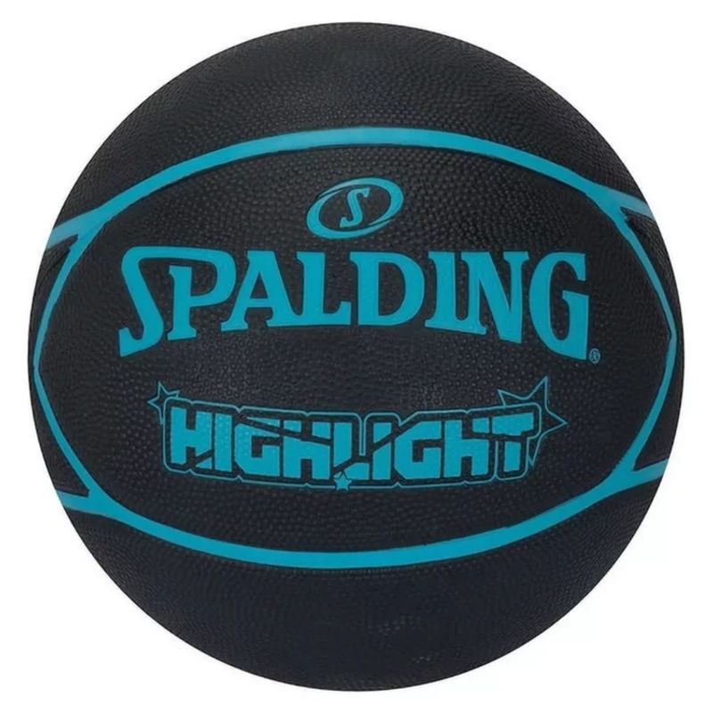 GENERICO - PELOTA PARA BASKET SPALDING HIGHLIGHT GOMA NEGRO CON AZUL N7