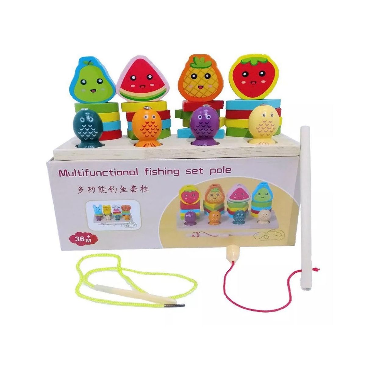 GENERICO - Juego Didáctico Pesca Magnética de Madera para Niños