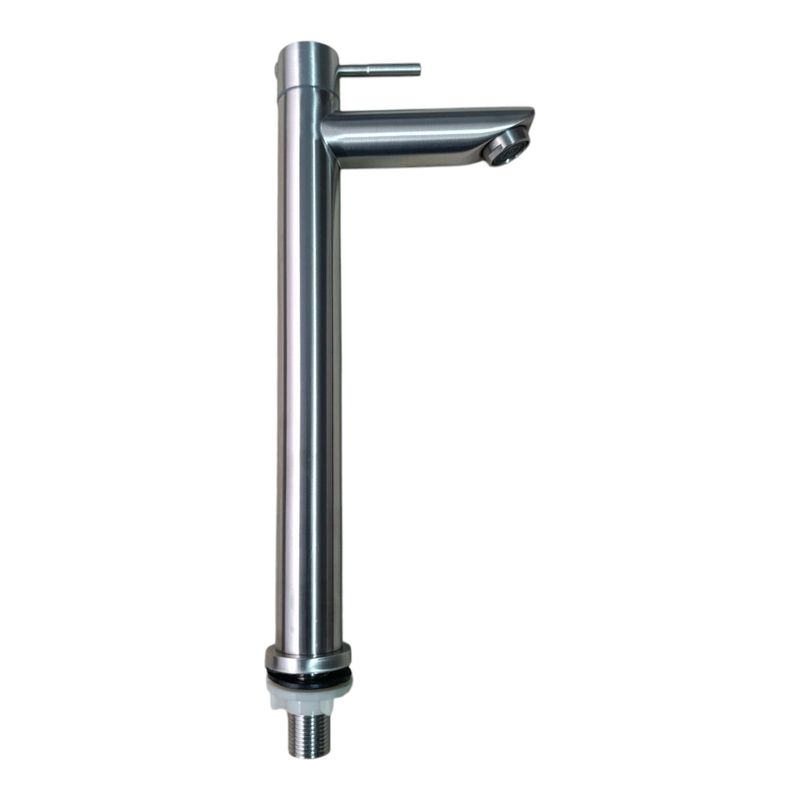 GENERICO - Grifo Caño Alto 30cm para Ovalin o Bowl Pico Recto Acero Mate