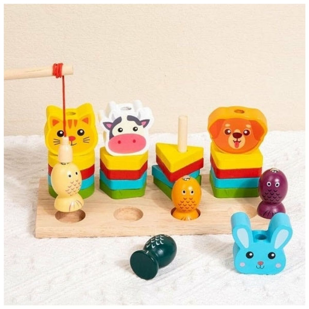 GENERICO - Juego Montessori Plantado de Pesca y Enhebrado para Niños