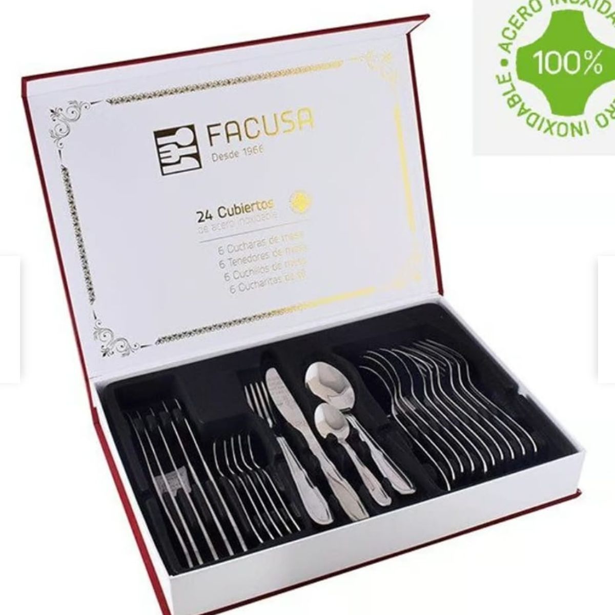 FACUSA - SET DE CUB FACUSA X 24 PIEZAS MOD 770 ESTELA CON EST/negro