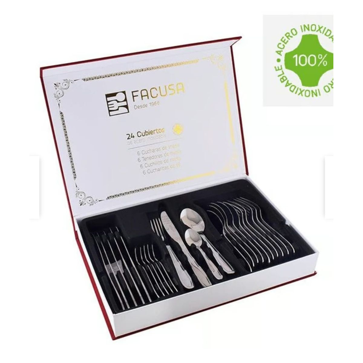 FACUSA - SET DE CUB FACUSA X 24 PIEZAS MOD 770 ESTELA CON EST/negro