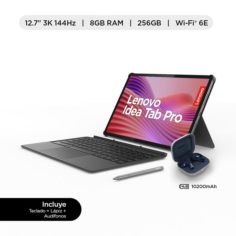 LENOVO - Tablet Lenovo Idea Tab Pro TB373FU 127 3K 144Hz 8GB 256GB Lapiz Pen Plus Teclado y Moto buds